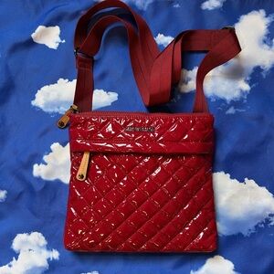 MZ Wallace Glossy Red Quilted Crossbody Bag